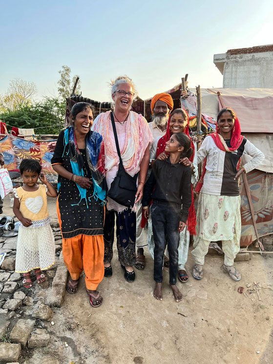 Lauren at a village for BFP food kit delivery