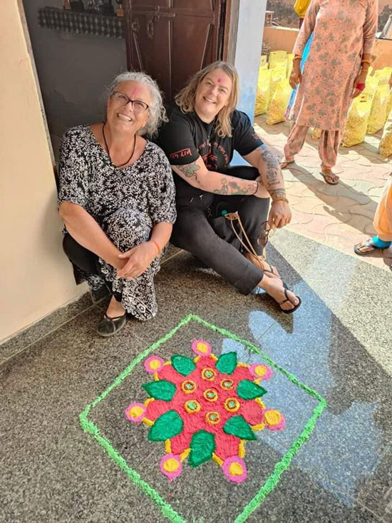 Holi design in front of Pintu's home