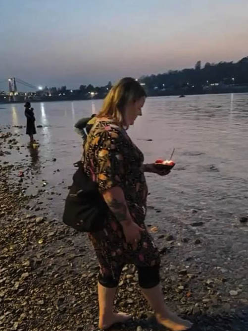 Chris, Rishikesh, the Ganga at night
